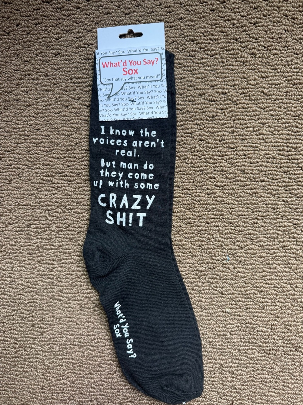 NWT! Hot Sox Black Novelty Crew Socks - Crazy Sh!t